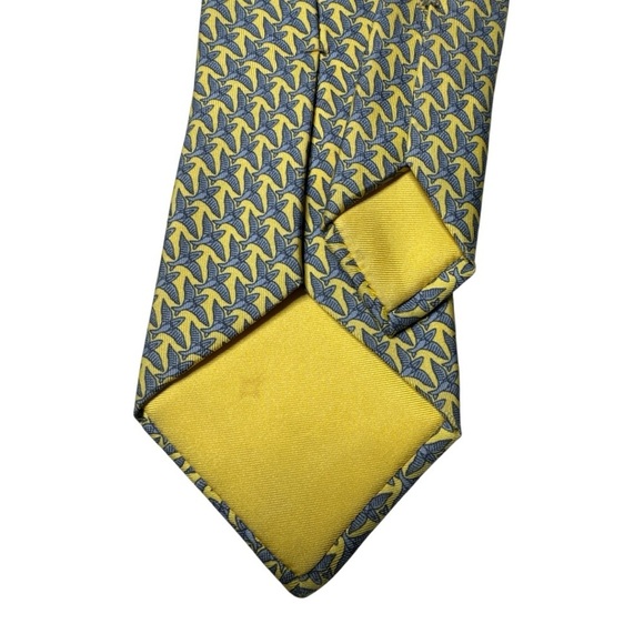 Hermès Paris Silk Tie Yellow & Blue Flying Fish Geometric Pattern 7162 FA - Picture 7 of 9